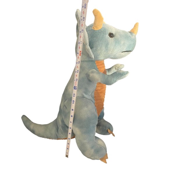 HugFun Plush Variegated Blue Triceratops Dinosaur 20” Large Stuffed Animal Toy - Picture 4 of 6